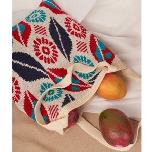 Ivory Abstract Leaf Pattern Knit Boho